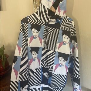 Patrick Nagel Mens MEDIUM Pullover Jacket Art Print Windbreaker RARE